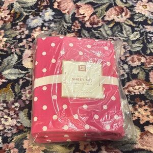 PB Teen Pink Polka Dot Sheet Set Brand New